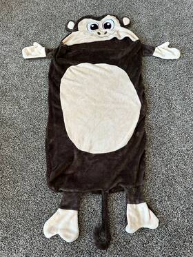 Catalonia 711531926607 Kids Blanket Hooded Wearable Plush Sleeping Bag Monkey Brown