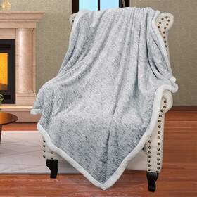 Catalonia 730440429221 Grey Sherpa Throw Blanket Super Soft Fluffy Fuzzy Comfy Velvet Plush Fleece