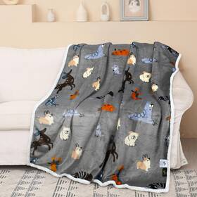 Catalonia 768502371218 Dog Print Sherpa Fleece Throw Blanket Soft Mink Plush Couch Fuzzy F