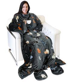 Catalonia 768502406361 Wearable Fleece Blanket With Sleeves And Foot Pockets For Adult Women Men Mi