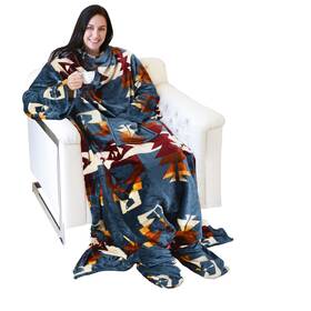Catalonia 768502406392 Wearable Fleece Blanket With Sleeves And Southwest Blue