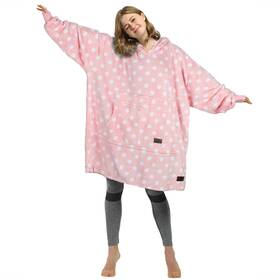 Catalonia 768571438270 Pink Polka Dot Oversized Blanket Hoodie One Size / Fleece
