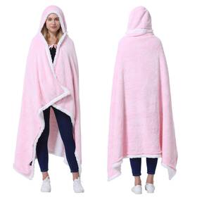 Catalonia 791315223320 Wearable Hooded Blanket Poncho Comfy Sherpa Fleece Cape