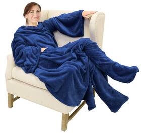 Catalonia 791315382669 Wearable Fleece Blanket With Sleeves And Foot Pockets For Adult Women Men Mi