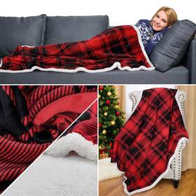 Catalonia 791315387190 Xmas Fleece Throw Blanket Buffalo Plaid Flannel 50ftftx60ftft Red And Black