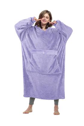 Catalonia 791742550396 Oversized Blanket Hoodie Sweatshirt Lavender Wearable Fleece Pullover Adults Men
