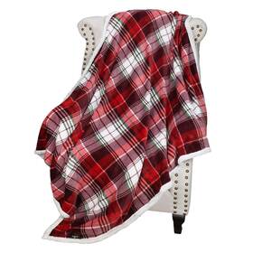 Bf561 Catalonia Christmas Red Buffalo Plaid Sherpa Throw Blanket Reversible Super Soft Warm
