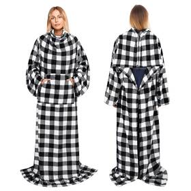 1ccsn200p2wt Catalonia Classic Wearable Blanket With Sleeves 72x55 Inch