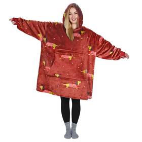Osh300s1 Catalonia Xmas Dachshund Print Oversized Blanket Hoodie Sweatshirt Wearable