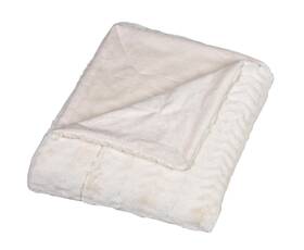 Cathay Home 840970106278 Luxe Faux Fur Mink Ultra-soft Embossed Bedding Blanket -full/queen Cream 1-