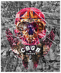Ercb0002bl Cbgb Blanket Omfug Skull Graffiti Punk Rock Music Club Fleece Throw