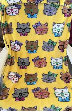 Celebrate 194382224939 Kittens With Glasses Fleece Blanket Inch Super Soft And Cuddly 50x60 Euc
