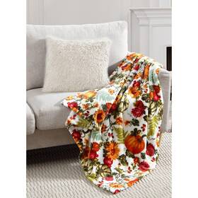 60-harvest Celebrate 45562 Throw 50 X Pumpkin Floral