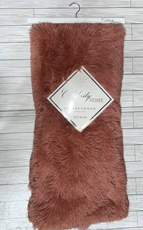 Celebrity Home 887947057720 New Luxury Throw Blanket 50 Inch X 60 Faux Fur Coral Cozy