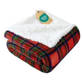 Cgk Unlimited 056794217518 Christmas Sherpa Blanket Throw Size - Reversible Fleece Supe