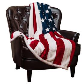 Chanasa 789323320063 American Flag Print Super Soft Sherpa Throw Blanket Stylish Home Decor