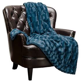 Chanasya 727612890873 Premium Embossed Faux Fur Throw Blanket - Super Soft Lightweight Mi
