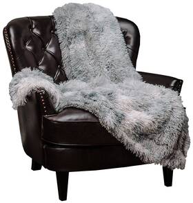 Chanasya 727612892860 Premium Wolf Faux Long Fur Throw Blanket - Soft Fuzzy For Be