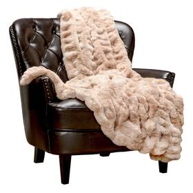 Chanasya 817797023965 Premium Ruched Faux Fur Throw Blanket - Luxurious Soft Reversible M