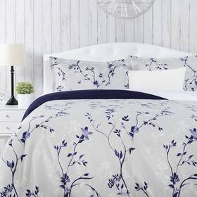 Chanasya 817797025204 Premium Floral Duvet Cover Set - Queen Navy Purple