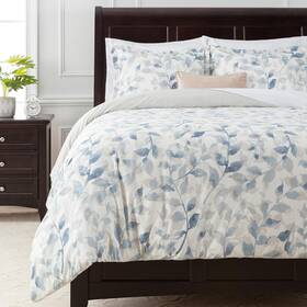Chanasya 840195701708 Premium Layered Leaf Duvet Cover Set - King Blue Taupe