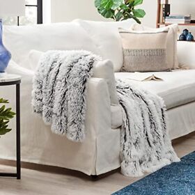 Chanasya Super Soft Fuzzy Shaggy Faux Fur Throw Blanket Chic Design