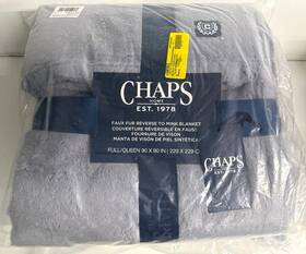 Chaps 194382193396 Bed Blanket - Plush With Faux Fur Reverse- Full/queen 90 X
