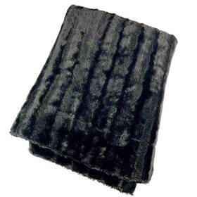 564078 Charisma Luxe Faux Fur Throw Blanket Dark Brown Textured Stripe Euc 62 Inch X72