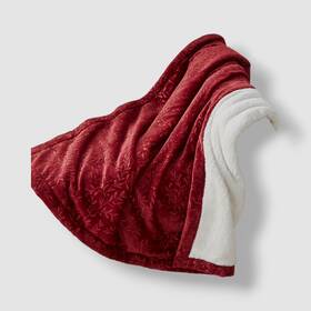 Charter Club 194136469111 Red Embossed Plush Reversible Sherpa Throw Blanket 50 Inch X 60