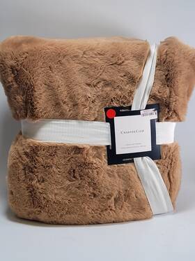 Charter Club 194136469128 Plush Faux Fur Throw 50 Inch X 60 Exclusively At Macys - Caramel