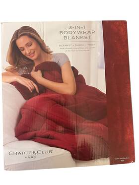 Charter Club 675716330736 3-in -1 Bodywrap Blanket Red - Brand New In The Box