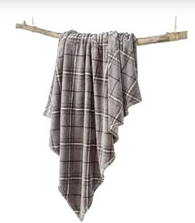 Charter Club 732996958200 Cozy Plush Throw Blanket Gray White Plaid 50x70 Soft Polyester Wrap