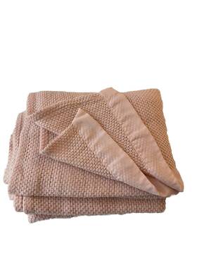 234567 Chatham Vtg Waffle Weave Blanket Acrylic Satin Trim Twin 68x90 Light Pink