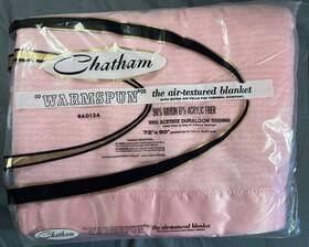 B6d134 Chatham Vintage Blanket Pink Satin Edge Rayon Acrylic 72 Inch X90 Sealed Full