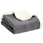 Chevron-stitched Boston Novelties Chevron Stitched Throw Blanket Plush Zig Zag Sherpa Reversible 50 X 60 Inch New 789099106700