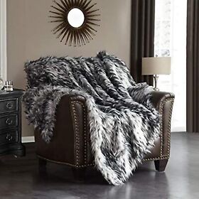 Chic Home Collection Throw Blanket 50inch X 60inch Hadar Two-tone Black Grey 132