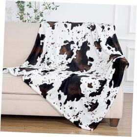 Yukbup24060101bb29wtth China Cozy Cow Print Blanket Super Soft Blankets For Couch Bed And Throw Black