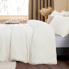 Cxusb2d1w8qu Chixpace Flannel Fleece Queen Comforter Set - Furry White Leaves Pattern Faux