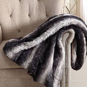 Christian Siriano 783048000392 Black Faux Fur Throw In Gift Box And Brown Polyester 1-piece Giftable