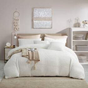 Cy-dcs-1 Cinyana Sherpa Fleece Duvet Cover Set 5 Piece King/california King White