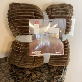 170497 Citi Mall Mariana Soft Flannel Blanket King Brown Polyester Machine Washable