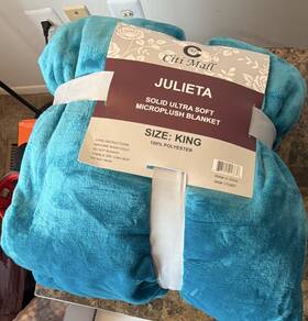 170497 Citi Mall Rn#170497 Julieta Ultra Soft Microplush King Blanket Blue Polyester Solid
