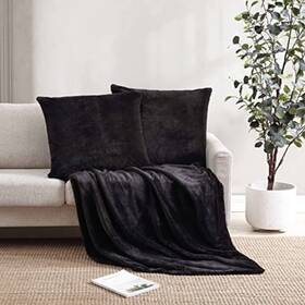 City Scene 883893812529 Throw Blanket Ultra Soft Faux Fur Home D Cor All Season Bedding Solid Bl