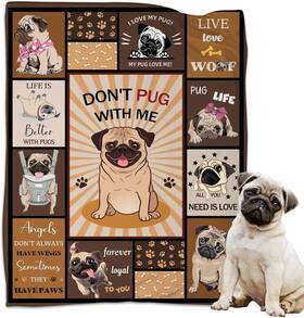 Ciugoig 313102041070 Pug Dog Blanket 50 Inch X60 - Gifts For Pugs Lovers Throw Blank
