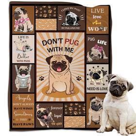 Ciugoig 794094674635 Pug Dog Blanket - Lovers Throw For And Adults 50 Inch X60