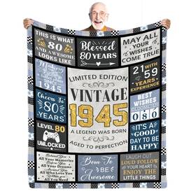 B55-1945 Ciugoig 80th Birthday Gifts For Men Vintage 1945 Blanket 50 Inch X60