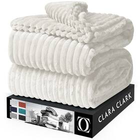 Clara Clark 840217763059 Twin Size White Plush Fleece Blanket 66x90 - Lightweight Luxury Washable Bed
