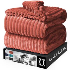 Clara Clark 840217763318 Cut Plush Fleece Throw Blanket - Size Lightweight Super Soft Fuzzy Lu