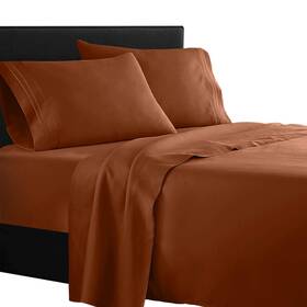 Cc-15-t-brnt-sna Clara Clark Supreme 1500 Collection 3pc Bed Sheet Set - Twin Single Size Burnt Sienna