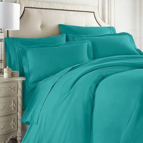 Clara Clark Vend 7pc Sheet-duvet K-teal Complete 5 Piece Bedding Set Includes Fitted And Flat King Teal